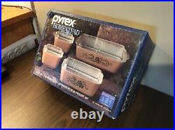 PYREX 4 pc. Homestead BROWN Oven Refrigerator Freezer NIB Vintage 500-48