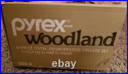 PYREX 4 pc. WOODLAND BROWN Oven Refrigerator Freezer Set NewithUnused Box Vintage