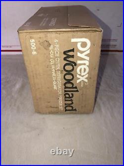 PYREX 4 pc. WOODLAND BROWN Oven Refrigerator Freezer Set Sealed Box Vintage