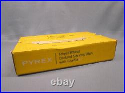 PYREX ORIGINAL BOX Vintage ROYAL WHEAT Divided Casserole Dish with Cradle 1.5QT