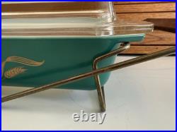 Pyrex 2 Qt Green Wheat Casserole Dish Promotional 575-B Lid 550c Cradle Rack Vtg Pyrex 2 Qt Green Wheat Casserole Dish Promotional 575-B Lid 550c Cradle Rack Vtg