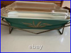 Pyrex 2 Qt Green Wheat Casserole Dish Promotional 575-B Lid 550c Cradle Rack Vtg Pyrex 2 Qt Green Wheat Casserole Dish Promotional 575-B Lid 550c Cradle Rack Vtg