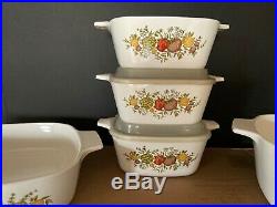 Pyrex Corning Ware Vintage Spice Of Life Design 7 Piece Matched Set