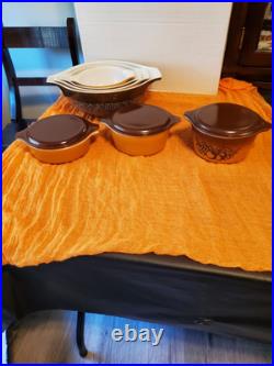 Pyrex Corningware Vintage Dish Set, 4 Nesting Bowls & 3 Bowls With Lids