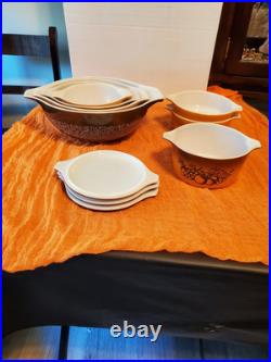 Pyrex Corningware Vintage Dish Set, 4 Nesting Bowls & 3 Bowls With Lids