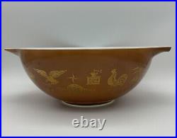 Pyrex Vintage Set of 4 Cinderella Early American Brown Mixing Nesting Bowls Gold