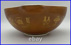 Pyrex Vintage Set of 4 Cinderella Early American Brown Mixing Nesting Bowls Gold