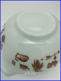 Pyrex Vintage Set of 4 Cinderella Early American Brown Mixing Nesting Bowls Gold