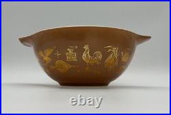 Pyrex Vintage Set of 4 Cinderella Early American Brown Mixing Nesting Bowls Gold