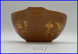 Pyrex Vintage Set of 4 Cinderella Early American Brown Mixing Nesting Bowls Gold