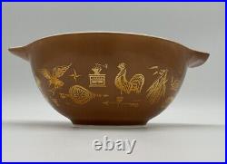 Pyrex Vintage Set of 4 Cinderella Early American Brown Mixing Nesting Bowls Gold