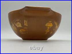 Pyrex Vintage Set of 4 Cinderella Early American Brown Mixing Nesting Bowls Gold