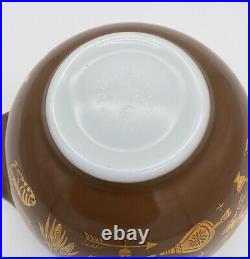 Pyrex Vintage Set of 4 Cinderella Early American Brown Mixing Nesting Bowls Gold