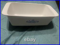 RARE AUTHENTIC vintage corning ware blue cornflower bread dish loaf pan