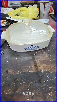 RARE AUTHENTIC vintage corning ware blue cornflower casserole Dish with lid