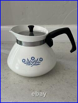 RARE Backstamp 1958 Vintage Corning Ware Blue Cornflower 6 Cup Teapot with lid