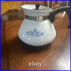 RARE Backstamp 1960s Vintage Corning Ware Blue Cornflower 6 Cup Teapot with lid