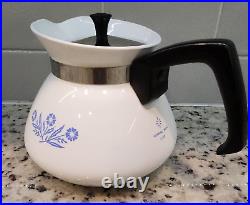 RARE Backstamp 1960s Vintage Corning Ware Blue Cornflower 6 Cup Teapot with lid