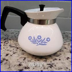 RARE Backstamp 1960s Vintage Corning Ware Blue Cornflower 6 Cup Teapot with lid