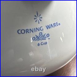 RARE Backstamp 1960s Vintage Corning Ware Blue Cornflower 6 Cup Teapot with lid