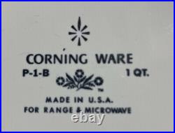RARE Beautiful Vintage Blue Corn Flower Corning Ware 1 QT Baking dish P-1-B USA