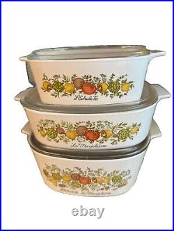 RARE VINTAGE CORNING WARE SPICE OF LIFE Casseroles With Lids 6 Pieces