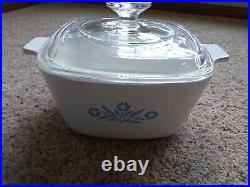 RARE Vintage Corning Ware BLUE CORNFLOWER oven Covered Casserole P-1 3/4-B