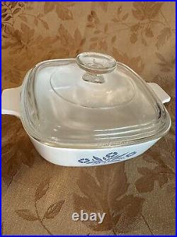 RARE Vintage Corning Ware Blue Cornflower 1 Qt (P-1-B) With Lid