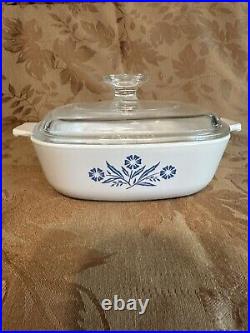 RARE Vintage Corning Ware Blue Cornflower 1 Qt (P-1-B) With Lid