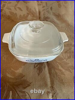 RARE Vintage Corning Ware Blue Cornflower 1 Qt (P-1-B) With Lid