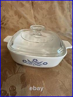 RARE Vintage Corning Ware Blue Cornflower 1 Qt (P-1-B) With Lid