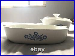 RARE Vintage Corning Ware Blue Cornflower Duo