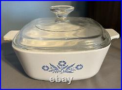 RARE Vintage Corning Ware Blue Cornflower P-1 1/2-B W Pyrex Lid A7C Made In USA