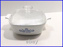 RARE Vintage Corning Ware Blue Cornflower P-1 1/2-B W Pyrex Lid A7C Made In USA