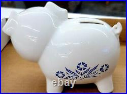 RARE Vintage Corning Ware Pig Piggy Bank Blue Cornflower Made In England