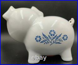 RARE Vintage Corning Ware Piggy Bank Blue Cornflower Made In England Pig w Plug