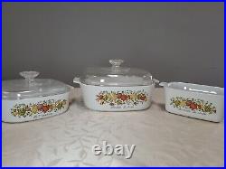 RARE Vintage Corning Ware Spice Of Life Casserole Dishes with Lids Set 5 Pc Set