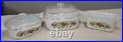 RARE Vintage Corning Ware Spice Of Life Casserole Dishes with Lids Set 5 Pc Set