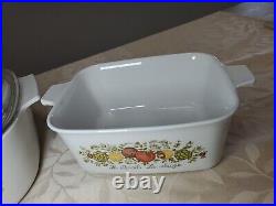 RARE Vintage Corning Ware Spice Of Life Casserole Dishes with Lids Set 5 Pc Set