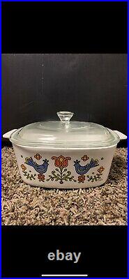 RARE Vintage Corning Ware With Glass Lid 1.5 Qt (1975) 2 Blue Doves