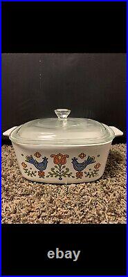 RARE Vintage Corning Ware With Glass Lid 1.5 Qt (1975) 2 Blue Doves