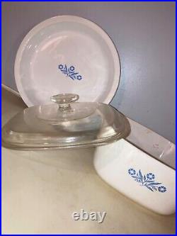 RARE. Vintage Corning Ware comes with lid! White with blue wildflower design