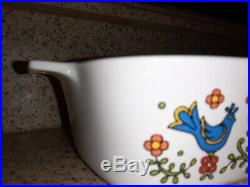 RARE Vintage corning ware with lid 1.5 Qt (1975) 2 Birds