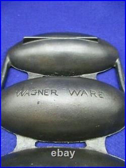 RARE Wagner Ware Vienna Roll H Corn Pone Pan 4-Cup Cast Iron DESIRABLE