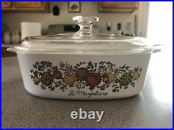 RARE vintage corning ware A-2-B / 2 QT. SPICE OF LIFE-La Marjolaine, with lid