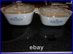 RAREVintage Corning Ware Blue Cornflower Casserole Dish Set 2 pieces