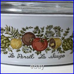 Rare Corning Ware Spice of Life 1.5 Quart A-1/2-B Le Persil La Sauge w Pyrex Lid