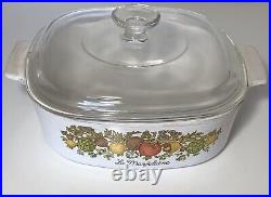Rare Corning Ware Spice of Life 2 Liter A-2-B La Marjolaine Embossed w Pyrex Lid