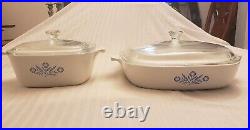 Rare Corning Ware Vintage Set (2) Blue Cornflower