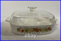 Rare Hard Find Vintage Corning Ware Le Romarin Spice Of Life withGlass Lid A-10-B